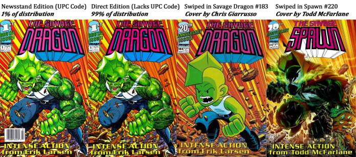 Swiped in Savage Dragon #183 by Chris Giarrusso, and in Spawn #220 by Todd McFarlane.